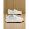 Leather Slip-On Loafers Men's Flat Bottom Driving Travel Shoes Lazy Pers's Footwear Fashiable Round Toe Rubber Outsole