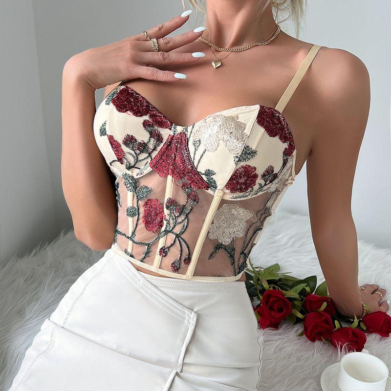 Printed Sleeveless Lace Slim Fit Top Print Sleeveless Lace Silm Sling Tops