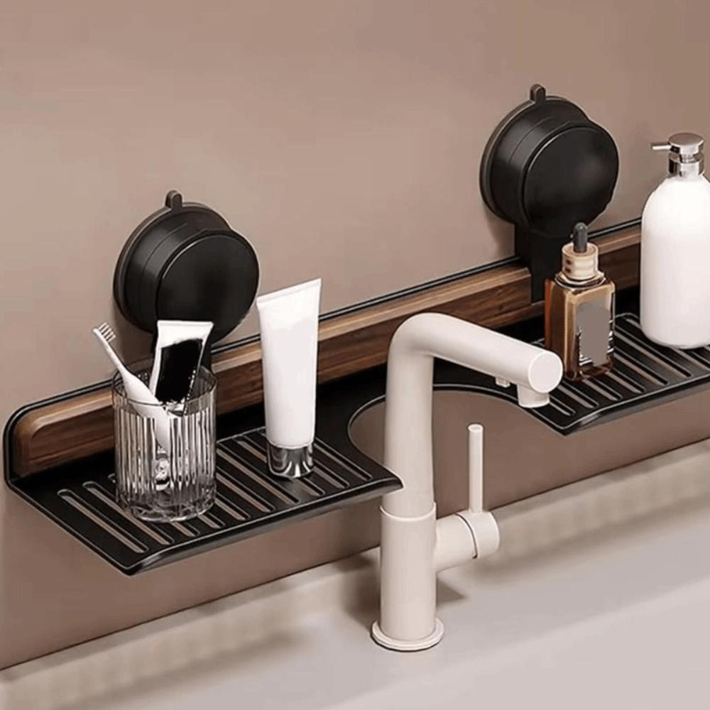Walnut Finish Suction Cup Bathroom Shelf No Drill Shower Shelf Bathroom Organizer  Bedroom