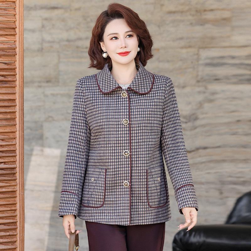 

Осеннее пальто маленький костюм топ клетка женский полосатый новая модель 5XL [recommended 150-80kg]