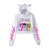 K-Pop Demon Hunters Saja Boy Crop Tops Cat Ears Sweatshirt Long Sleeve Girls Fashion Hoodie