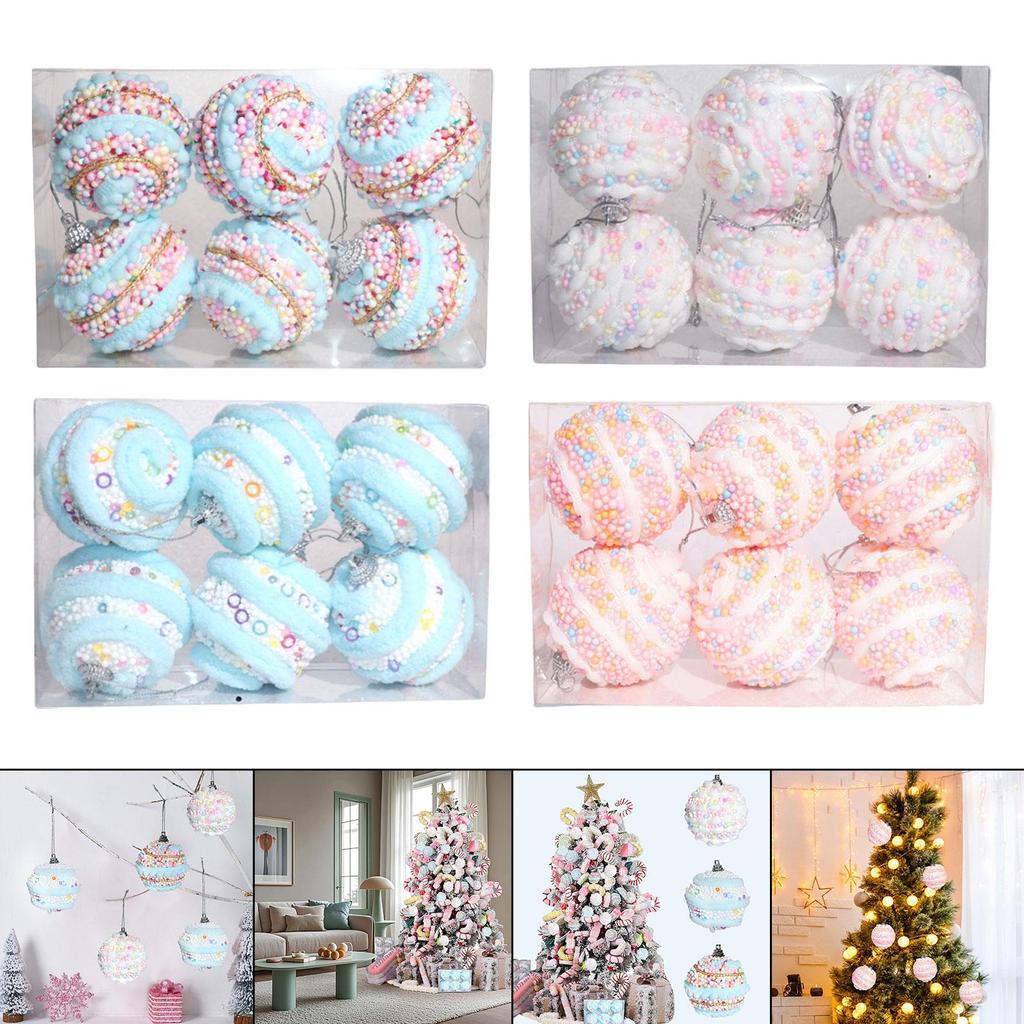 Decorative Balls Christmas Tree Hanging Baubles Set Macaron Foam Shatterproof Ornaments Portable for Home and Event Decor