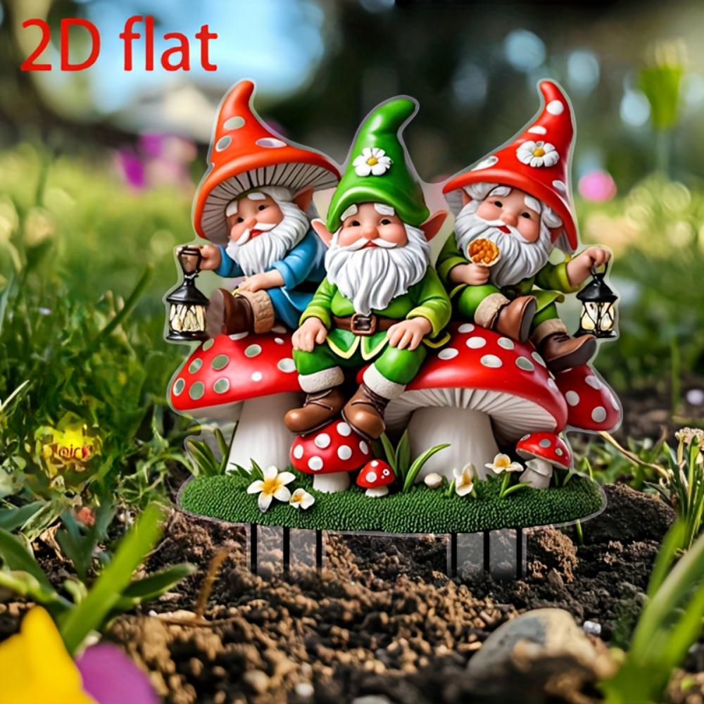 Cute three dwarfs, 2D flat acrylic, decoration, suitable for lawn, flower pot, courtyard, garden, backyard, outdoor, Christmas, Halloween