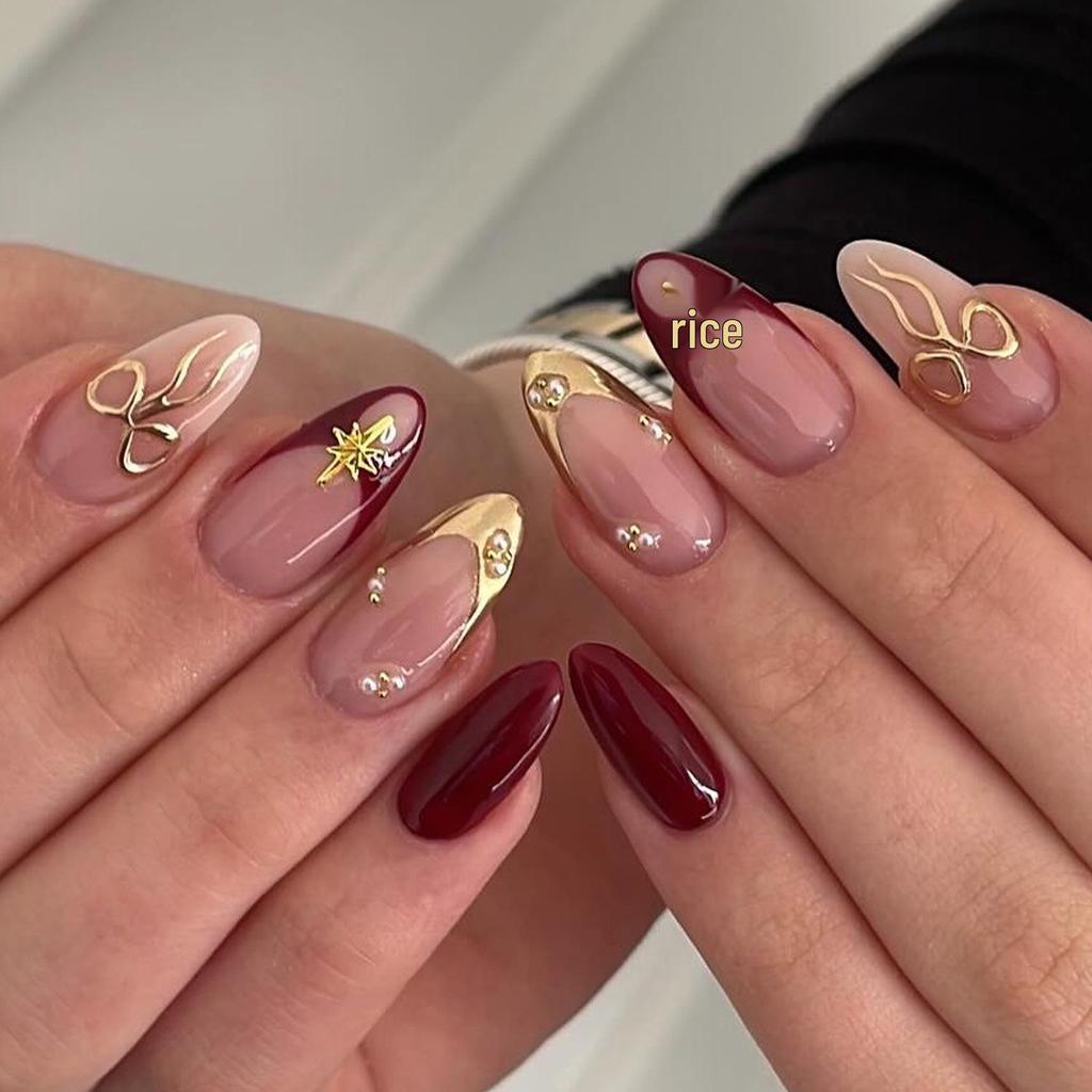 High-End French Almond Press-On Nails - Medium-Long, Stylish & Elegant