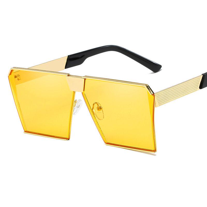 Top Oversized Flat Lens Square Sunglasses Men Women Fashion Metal Large Glasses
