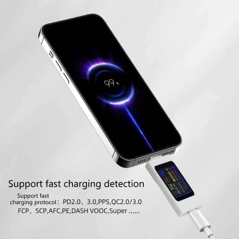 USB C Display Meter for Charging Data Review, Male to Female Type C Tool with 2 Way Monitoring Support for Daily Device Use at the Desk