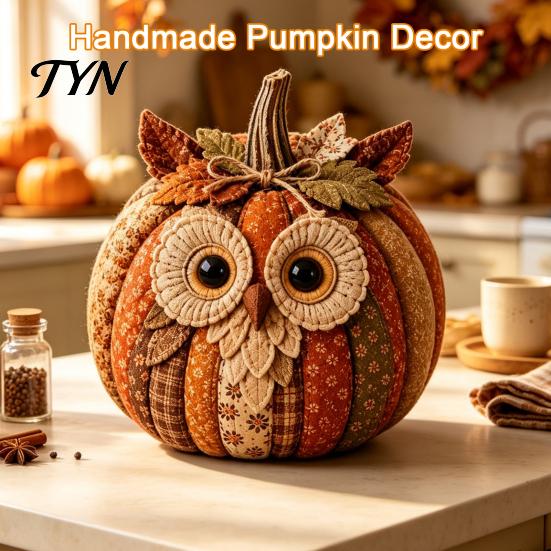 Cute Animal Decoration Crafts Pumpkin Patchwork Kit, DIY Fox Cat Owl Sewing Fabric Craft Projects Kit for Adults, Home Fall Easy Kids