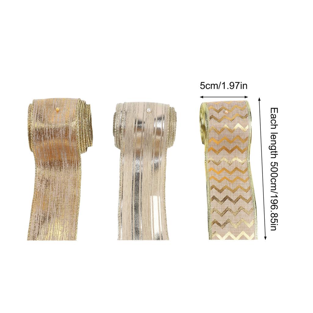 Burlap Ribbon Christmas Wreath Ribbon 1.97 * 196.85 Inches Beautiful Bow Making Mixed Set Ribbons Holiday Craft Supplies