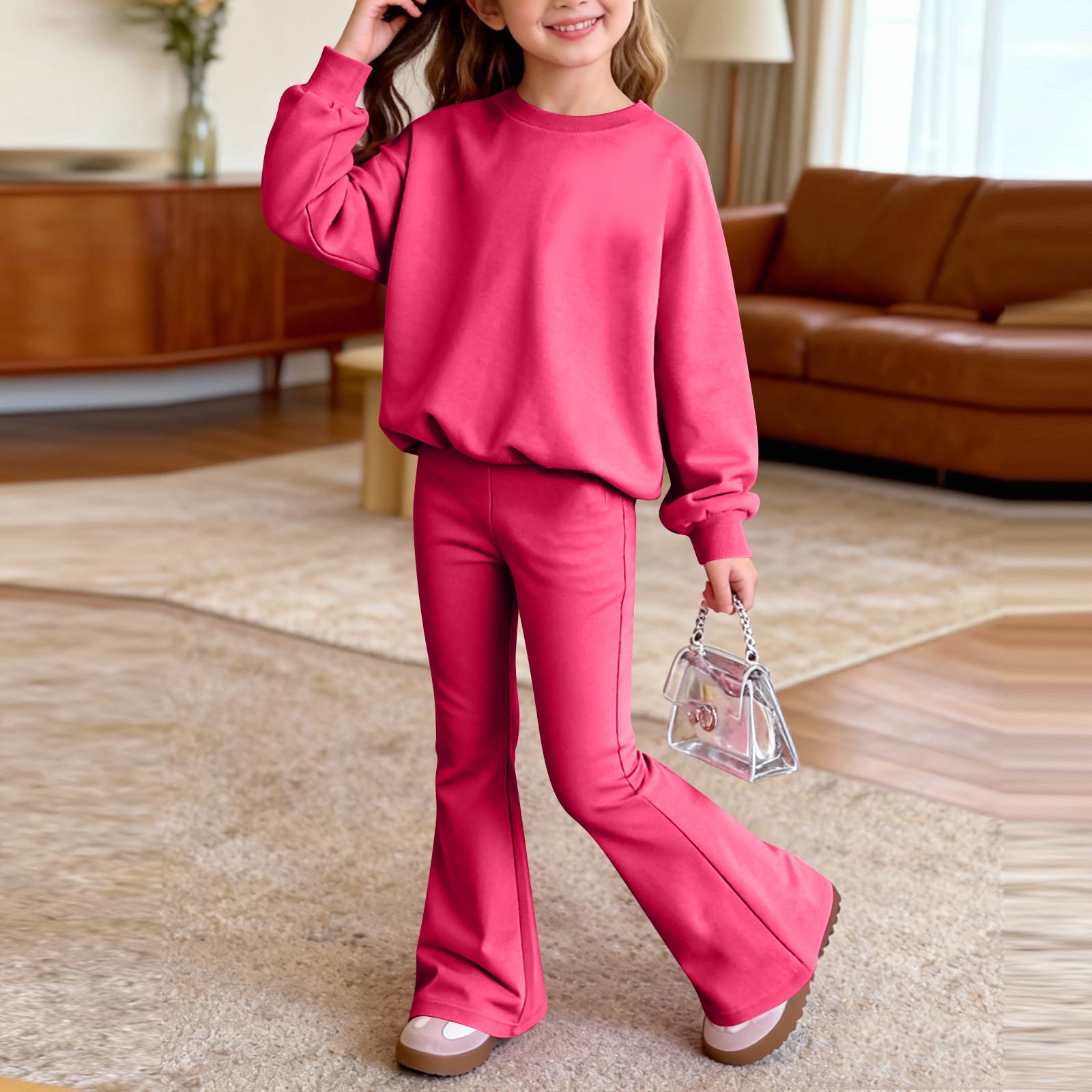 

Комплект одежды для новорожденных девочек и мальчиков, свободная футболка с принтом и штаны 130 горячий розовый