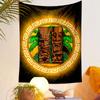 Tiki Totems with Palm Trees and Tribal Design Patterned tapestry home decor, suitable for bedroom and living room, gift