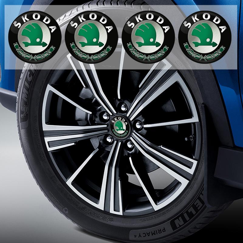 AAAIZ1 56MM Wheel Hub Cap Sticker Car Caps Rim Stickers Badge Cover For Skoda Octavia KAMIQ KODIAQ SUPERB RAPIDFABIA YETI