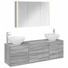 Bathroom Furniture Set 4 Pcs Grey Sonoma Engineered Wood and Glass