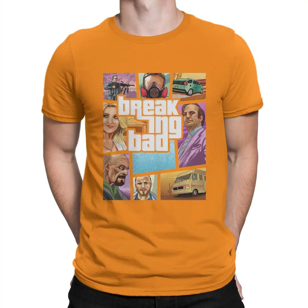 B-Breaking Bad Creative TShirt for Men Poster Round Collar Pure Cotton T Shirt Hip Hop Gift Clothes Streetwear