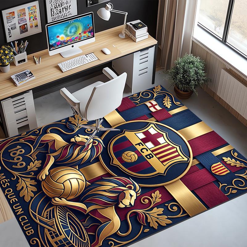 Barcelona FC Soccer Pattern Rug, Indoor/Outdoor Mat, for Picnic, Gameroom, Bedroom, Office, Living Room, Home Decor Carpet, Birthday Gift