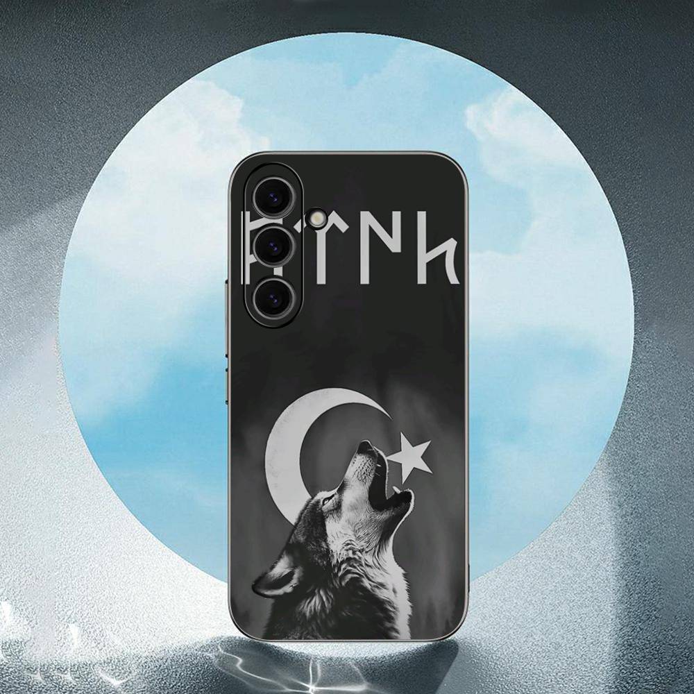 Turks Wolfs-Turkeys-Flag For Samsung Galaxy S23 S24 S25 Ultra S22 Plus S21 Black Soft Case Waterproof Soft Case