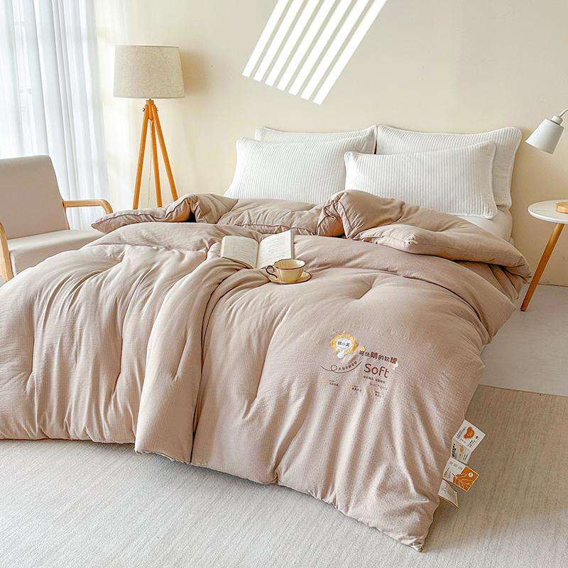 

2025 new solid color soybean fiber quilt for household quilt thickened spring and autumn warm quilt available in all seasons 150x200cm 2kg шампанского