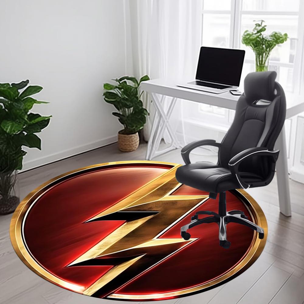 1pc Flash Lightning Office Round Area Rug, Under Office Chairs Bedroom Living Room Home Decor, Room Deco, Available in Various Sizes