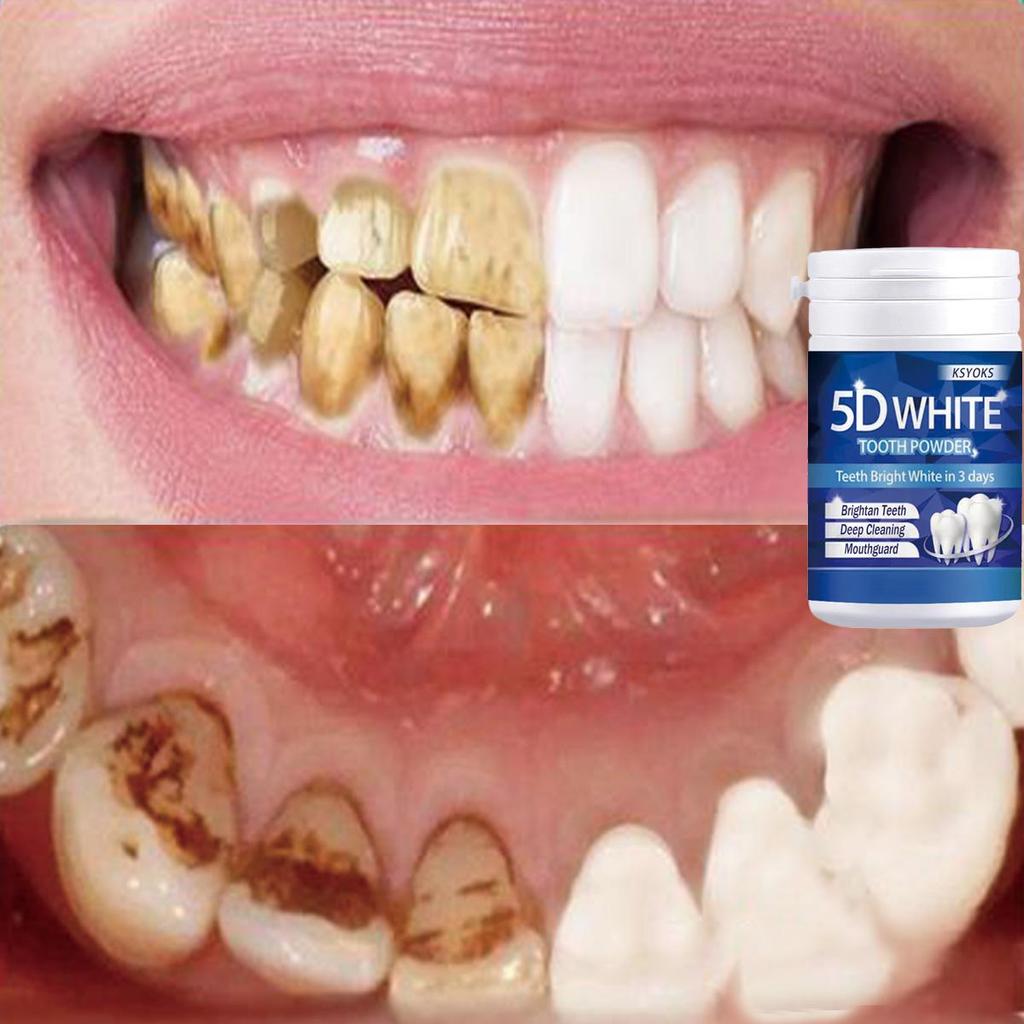5D bright white tooth powder, deep cleaning, teeth protection, fresh breath, whitening teeth