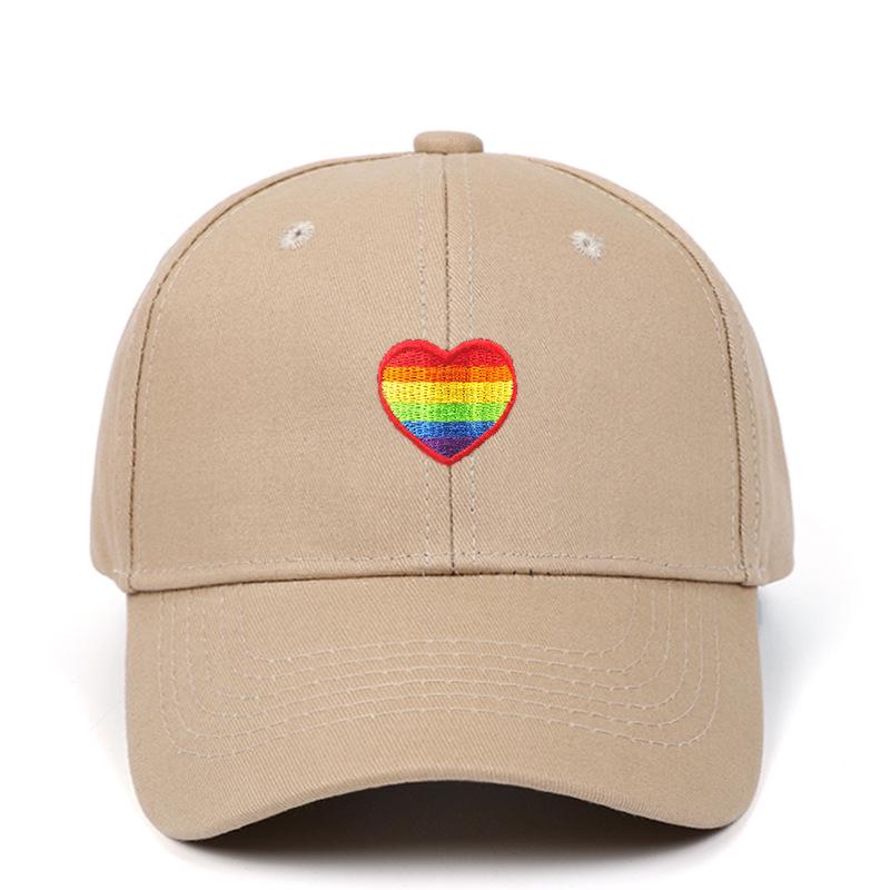 Rainbow Heart Embroidered Baseball Cap - Breathable Sun Protection Dad Hat for Outdoor Sports