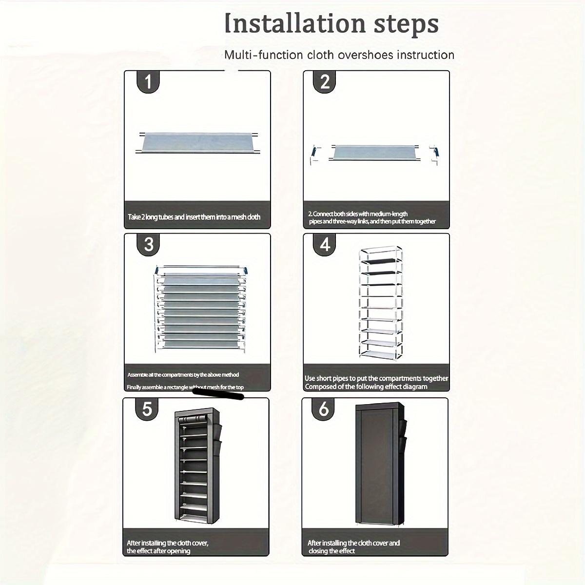 1 большая вместительная многоуровневая металлическая полка для обуви - пылезащитный — фото 3