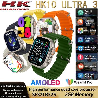 2024 Nuovo HK10 Ultra 3 AMOLED Screen Smart Watch GEN4 Album musicale locale 2 GB ROM ChatGPT NFC TWS Smart Watch per uomini e donne