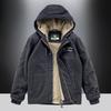 Men's Casual Lamb Wool Cotton-padded Jacket, Piled and Thickened Middle-aged and Young People Hooded Cotton-padded Clothing, Retro Tooling