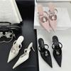 Fashion Eilyken 2025 Fashion CRYSTAL Pointed Toe Women Slippers Sexy Thin Heels Slide Mules Shoes Party Prom Zapatos De Mujer