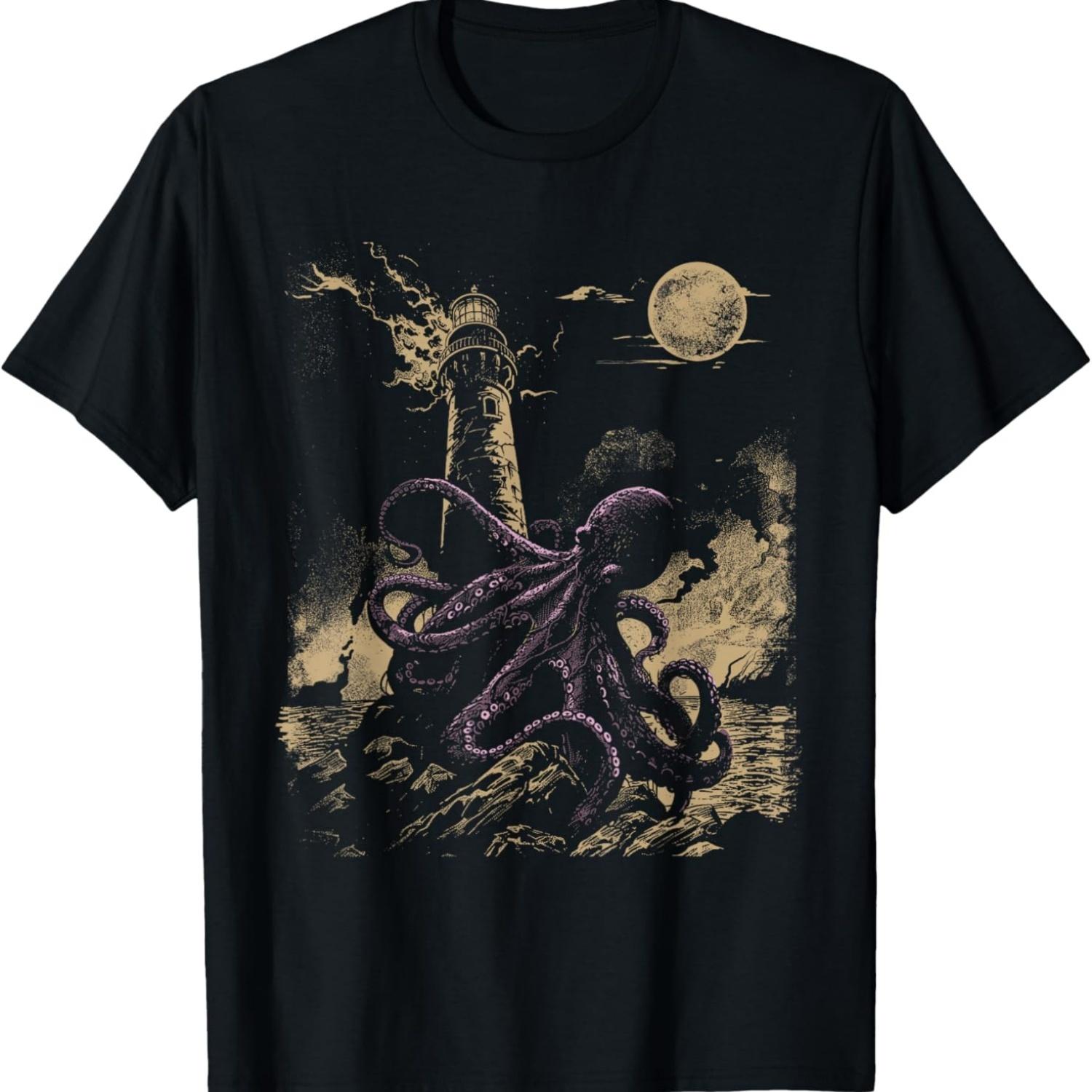 Nautical Lighthouse Octopus T-Shirt S