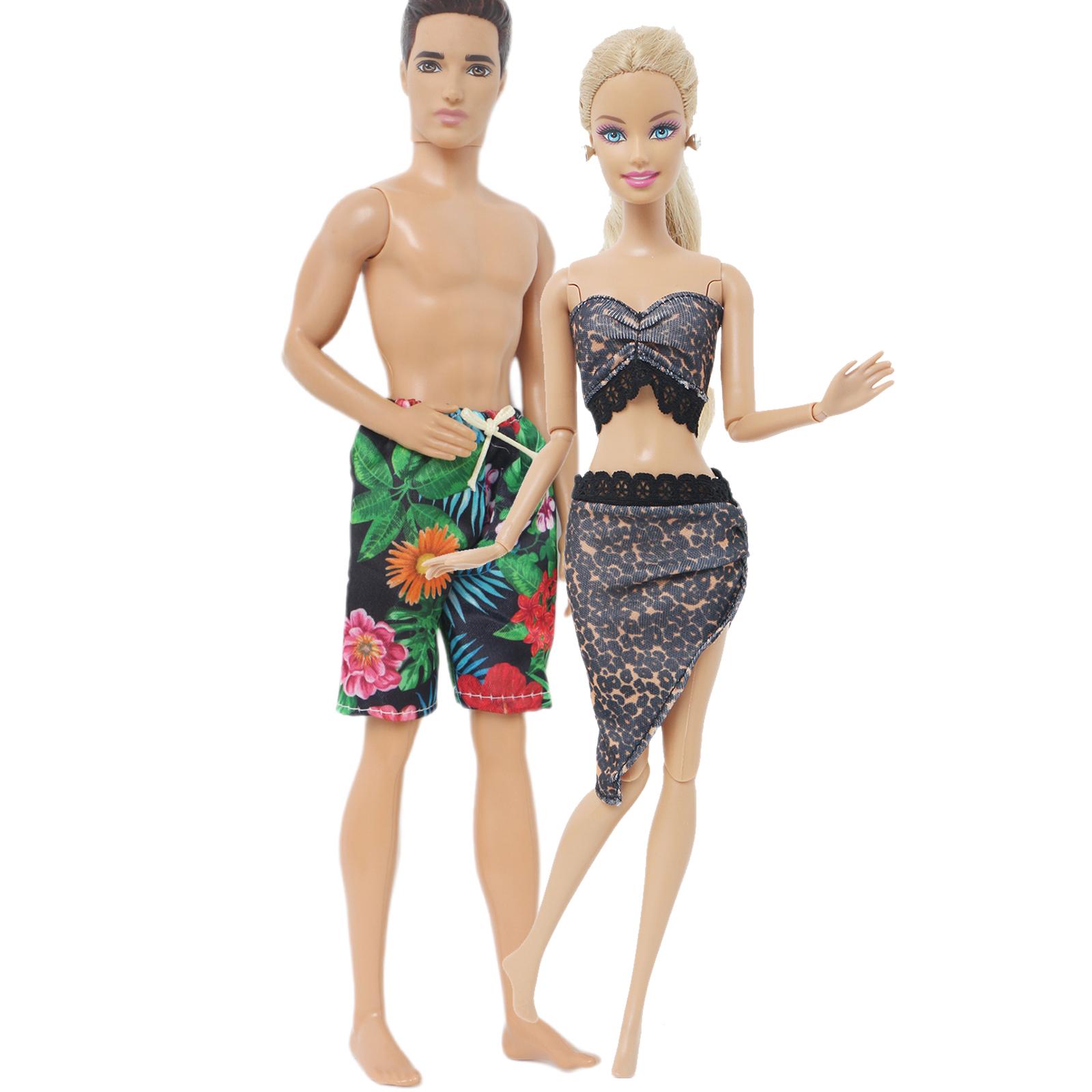 

2 комплекта купальников для пар Кена для кукол Барби, аксессуары для кукол, шорты-бикини 1/6, 30 см, кукольный домик, игрушки(НЕТ КУКЛ)