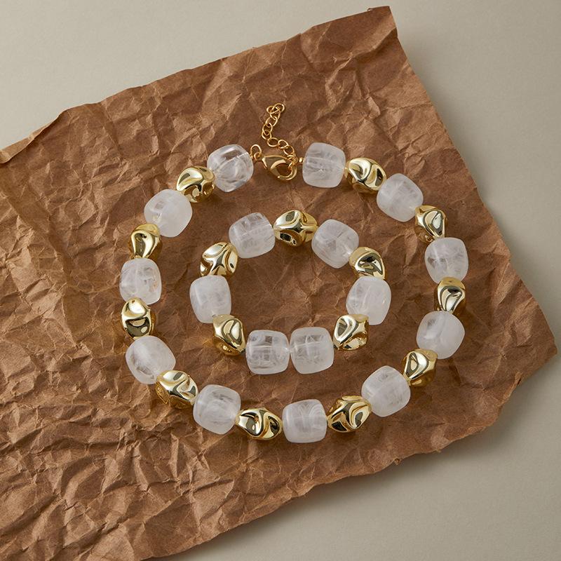 Colar Pulseira de Contas Irregulares em Acrílico para Mulheres Bangle Geométrico Bohemia Feito à Mão Acessórios de Joias para Casal
