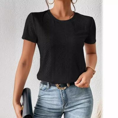 Una Nuova T-shirt Casual a Maniche Corte Estiva Monocolore con Trafori