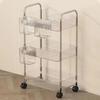 2/3/4 Layers Storage Rack Trolley  Light Luxury Transparent Acrylic Rolling Cart With Removable Hanging Baskets Snacks Bookshel