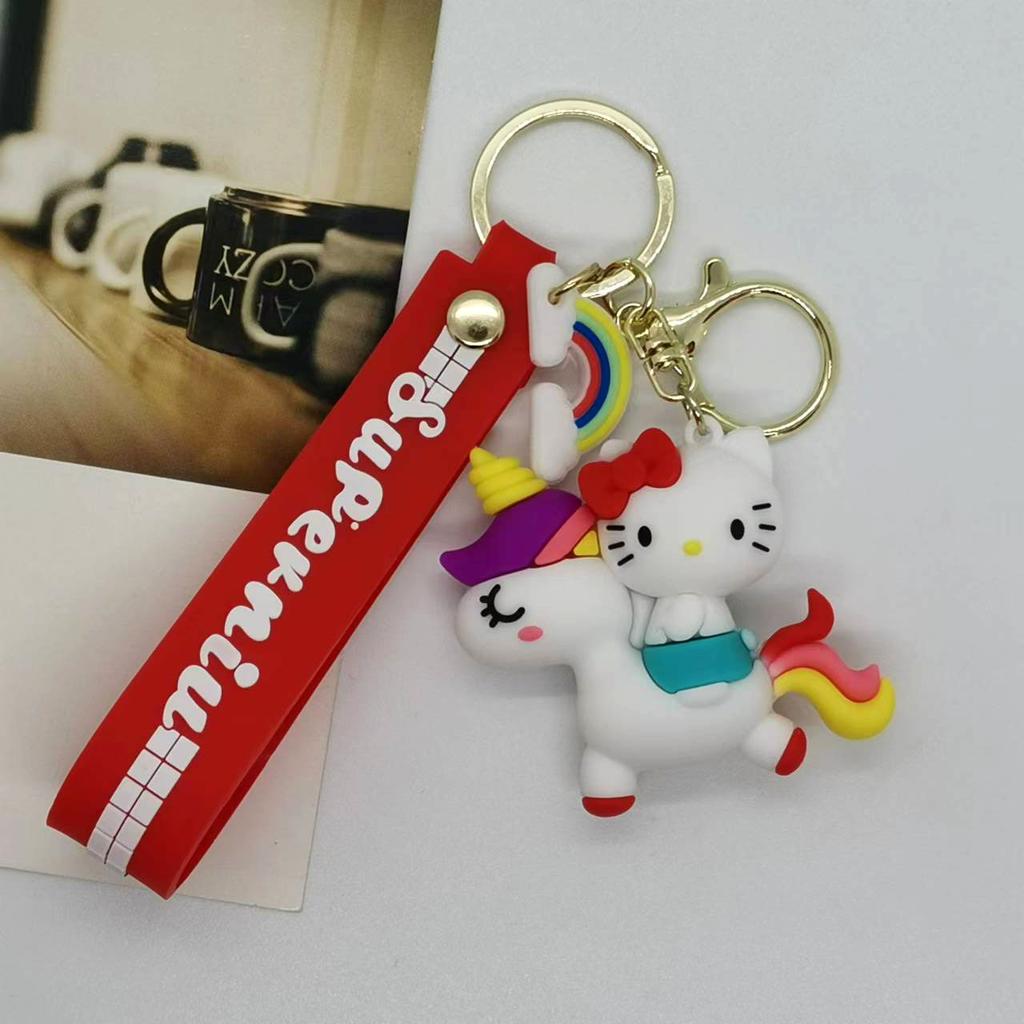 New Creative Cartoon Colorful Horse Mingchuang Sanrio Kuromi Pudding Dog My Melody Doll Keychain Bag Car Keychain Accessory