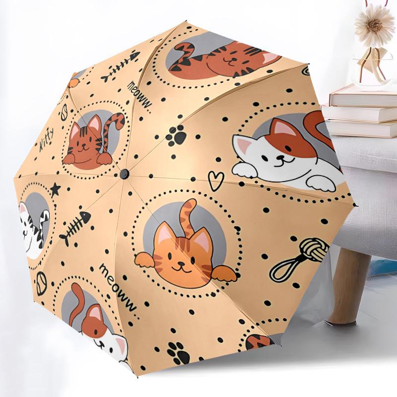 

1pc Cat Pattern Automatic Folding Umbrella - 8-Rib Automatic Open/Close, Large Canopy Birthday Festival Gift yy251217148