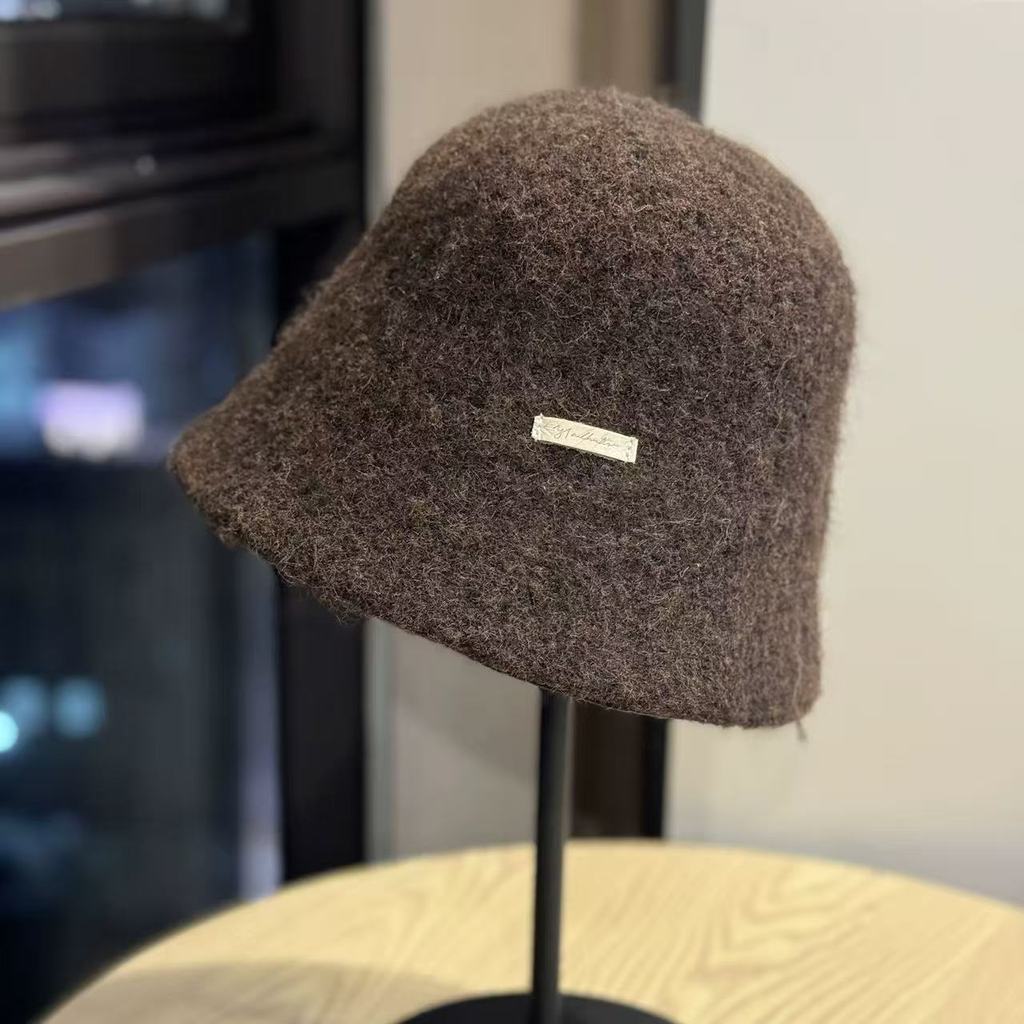 

Fashion Wool Blend Fisherman Hat With Wide Brim For Autumn Winter Chic Style Women Brown