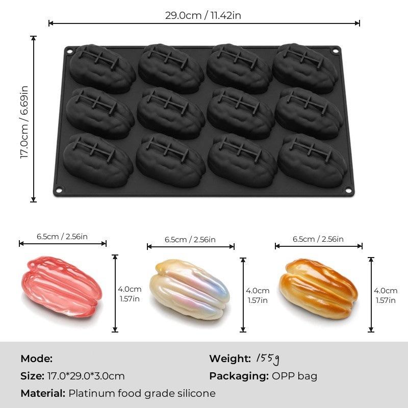 Reusable Non-Stick Silicone Baking Mold 4/12 Cavity Food Safe Mould for Pecan Nut Chocolate Candy Dessert Making
