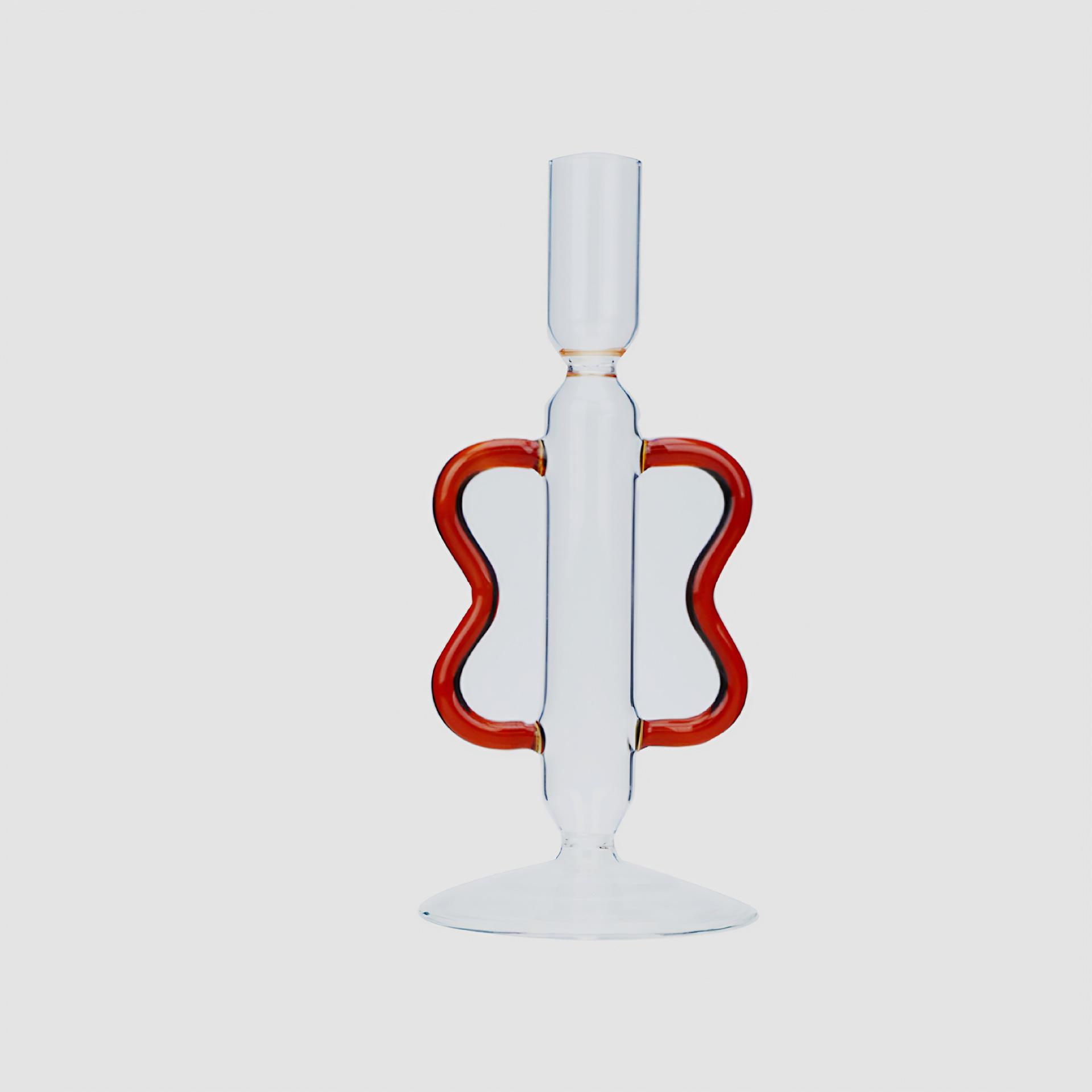 Household Pole Wax Base Atmosphere Decoration Color Candle Holder Glass Candle Geometric Glass Candle Holder (as the picture,Medium)