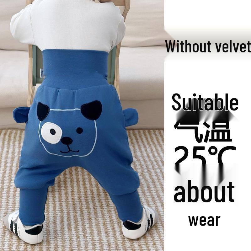 

Детские хлопковые брюки Baby Plus Velvet с высокой талией для малышей мальчиков и девочек - Защита животика, всесезонная носка 100 cm