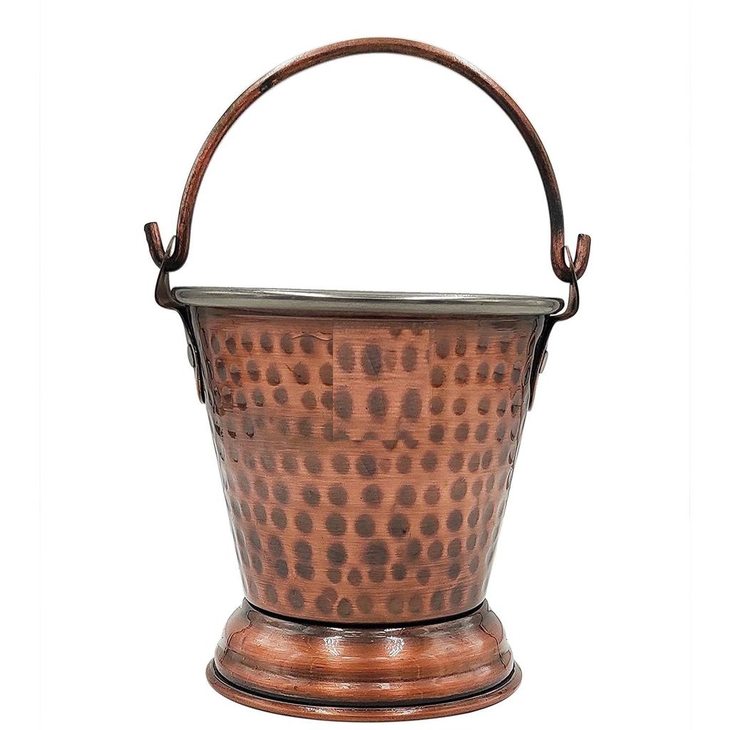 Steel Copper Hammered Design Antique Dark Tone Bucket, Serveware & Tableware for Home, Hotel & Restaurants, Volume-400 ML