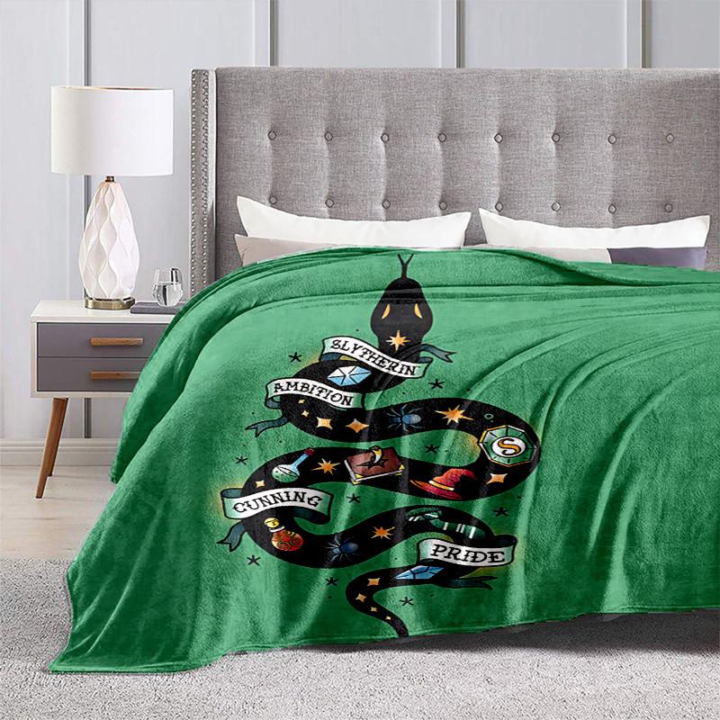 1pc Slytherin Snake Symbols Cartoon Blanket,Portable Throw for Travel & Camping, All Season Cozy Blanket,Ideal Gift