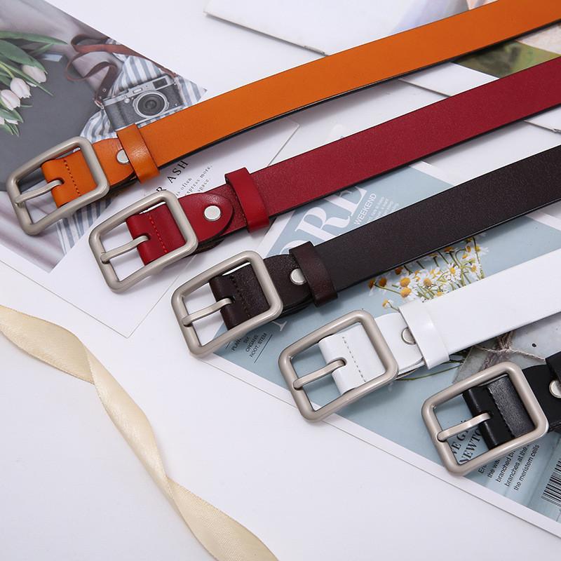 Genuine Leather Belt For Women Men Casual Fashion With Square Alloy Buckle For Outdoor Wear