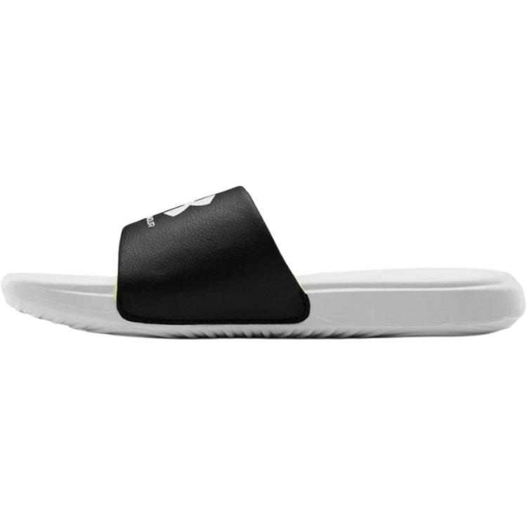 (GS) Under Armour Ansa Fixed Slides White Black Kids 3023789-103 EU 37.5