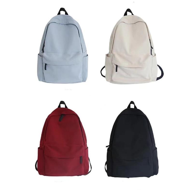 Unisex Color Solid Nylon School Backpack With Durable Laptop Gift Schoolbag