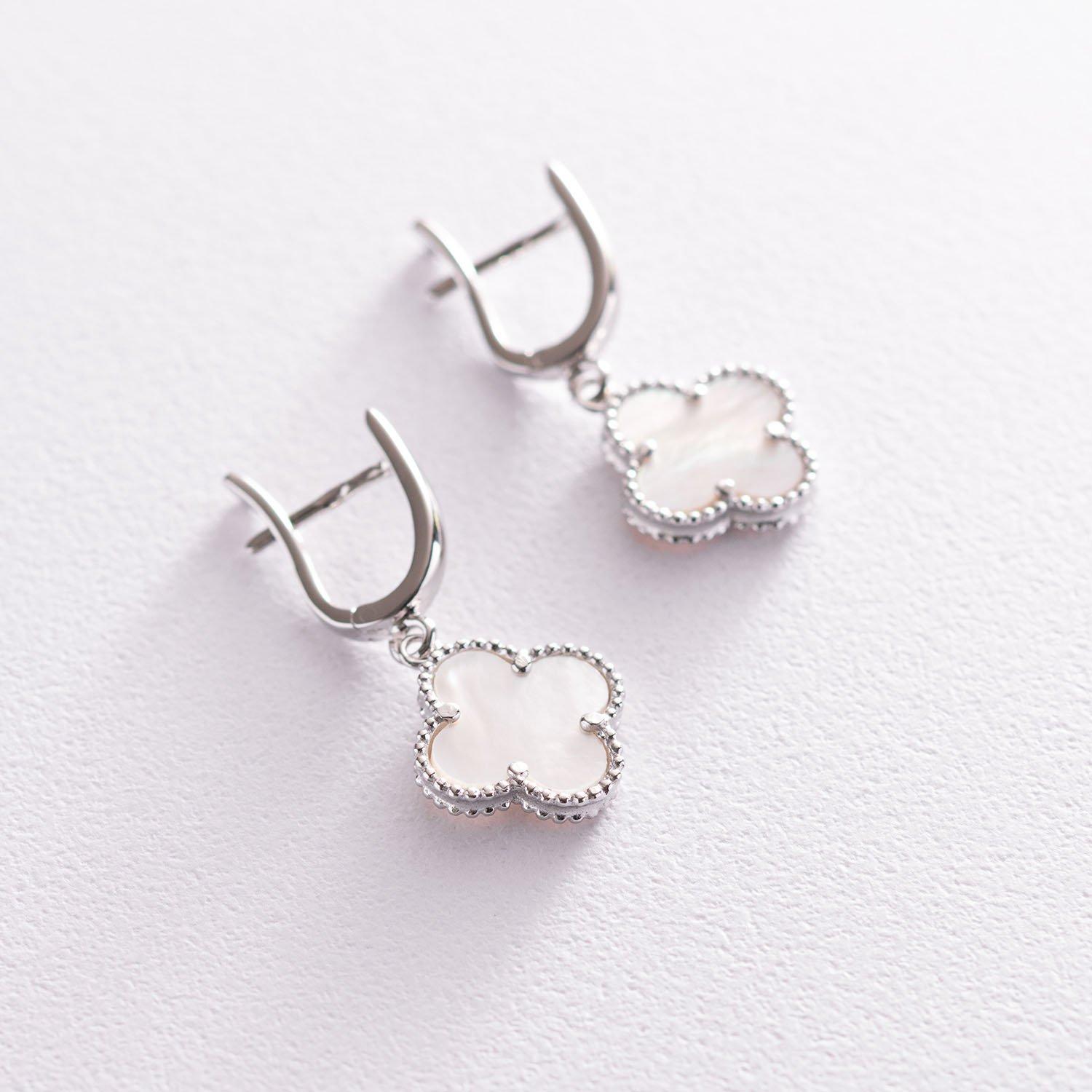 

Срібні сережки Конюшина з перламутром Oniks срібний