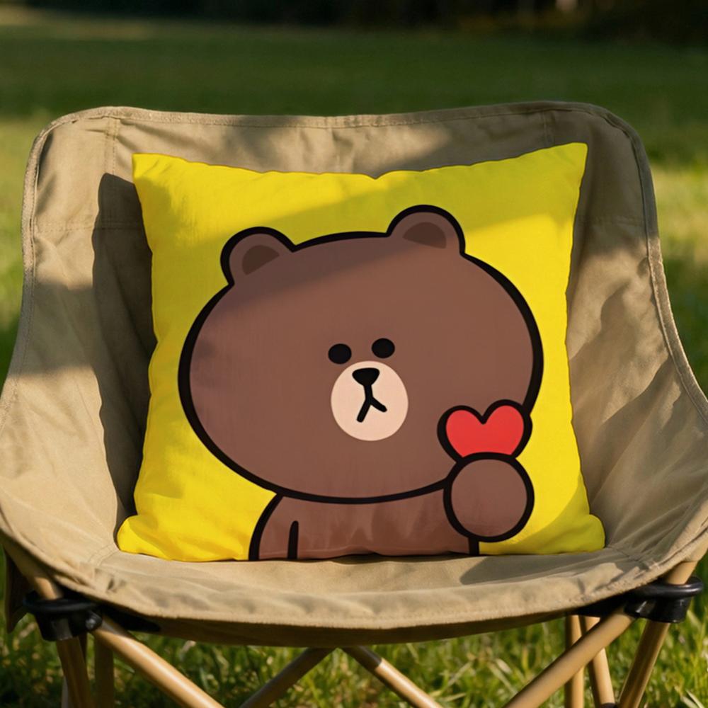Character Cartoon Bear Cushion Cover Soft Reversible Durable Pillow Cover MultiScene Use for Home Car Daily Comfort