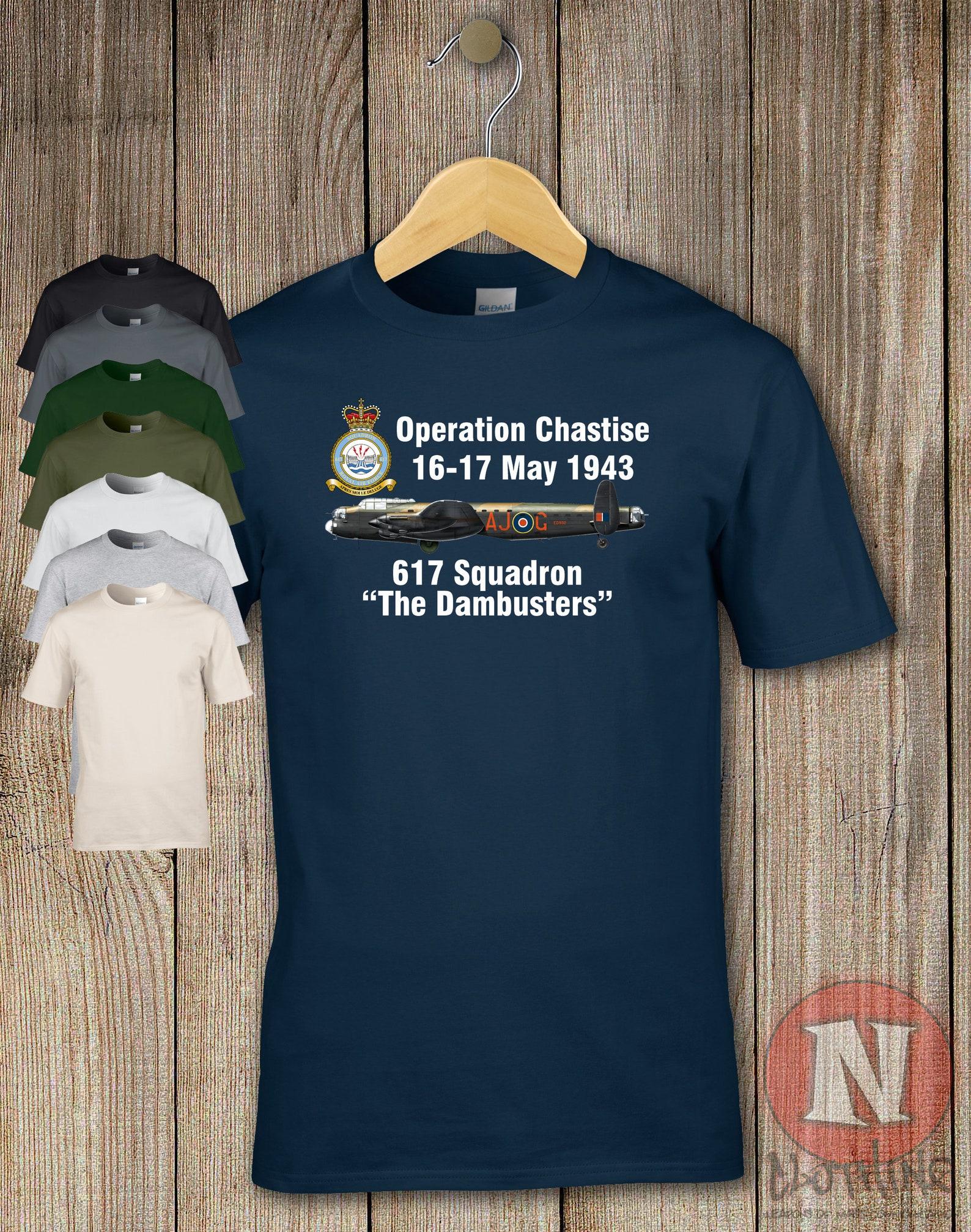 Dambusters T-Shirt. Operation Chastise RAF 617 Squadron Lancaster WW2 raid S