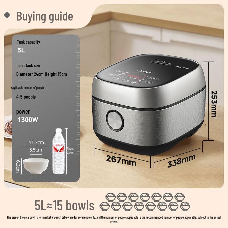 Midea Slim V Series IH Smart Rice Cooker Pro 5L CN plug (adapter included)