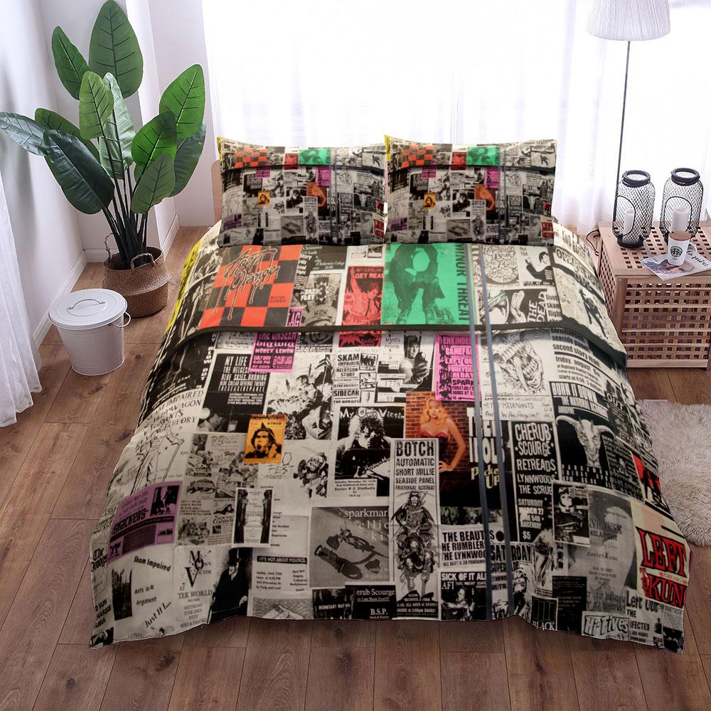 

Комплект постельного белья с эффектом памяти в стиле ретро 80-х годов в стиле панк King Queen Double Full Twin Single Size 140x210cm