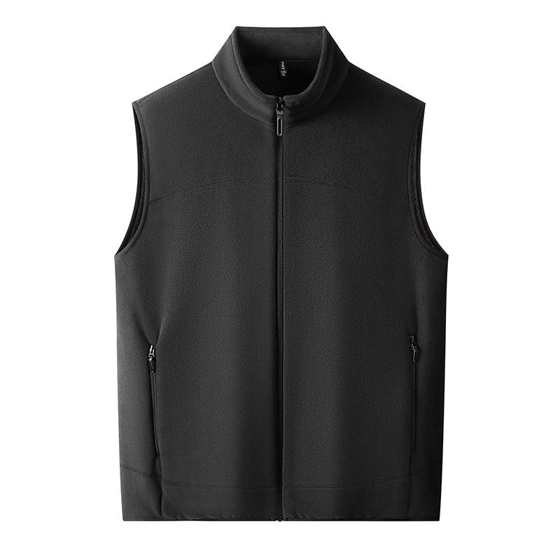 2025 Men's Stand-Up Collar Fleece-Lined Zipper Vest - Warm, Fashionable & Versatile for Autumn/Winter