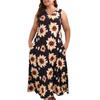 Zomerjurk Mode Plus Size Dames Zonnebloem Print Jurken